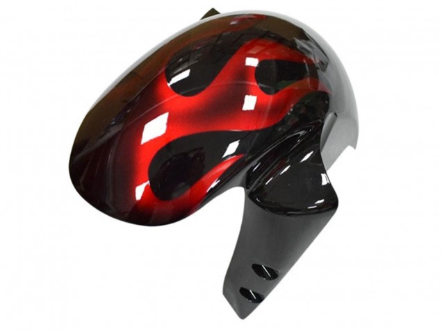 Carénage Moto Yamaha YZF R6 2003-2004 - Noir Brillant Rouge Flamme