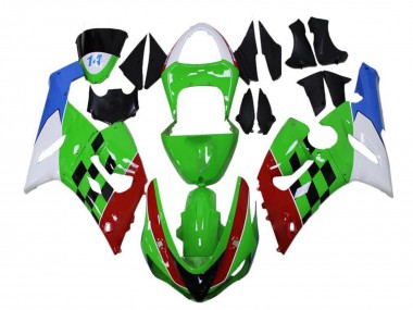 Acheter Carénages Moto Kawasaki ZX6R 2005-2006 - Blanc Vert Bleu Rouge Noir