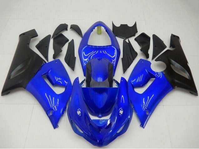 Carénages Moto Kawasaki ZX6R 2005-2006 - Bleu Noir Mat