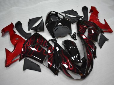Acheter Carénage Moto Kawasaki ZX10R 2006-2007 - Noir Brillant Rouge Flamme