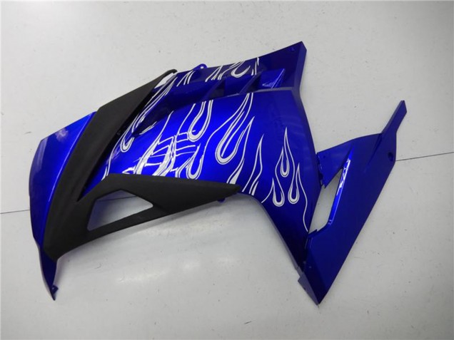 Carénages Moto Kawasaki Ninja 300 EX300R 2013-2024 - Bleu Noir Blanc Flamme