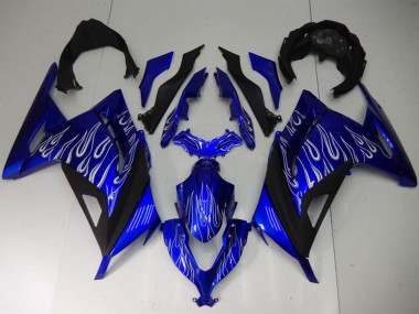 Acheter Carénages Moto Kawasaki Ninja 300 EX300R 2013-2024 - Bleu Noir Blanc Flamme
