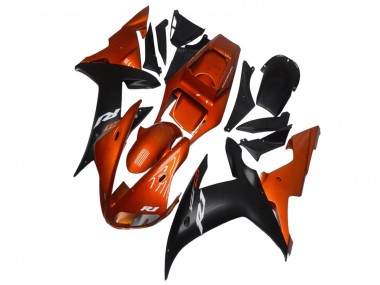 Acheter Carénages Moto Yamaha YZF R1 2002-2003 - Orange Noir Mat