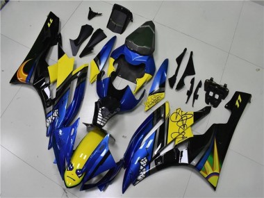 Acheter Carénages Moto Yamaha YZF R6 2006-2007 - Bleu Jaune Noir Brillant Requin