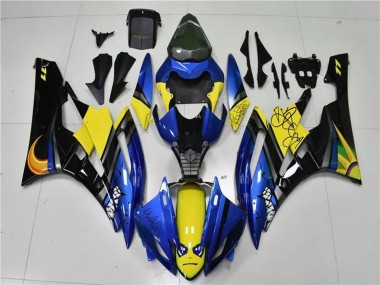 Acheter Carénages Moto Yamaha YZF R6 2006-2007 - Bleu Jaune Noir Brillant Requin