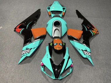 Acheter Carénages Moto Honda CBR1000RR 2006-2007 - Cyan Bleu Orange Noir Brillant Requin