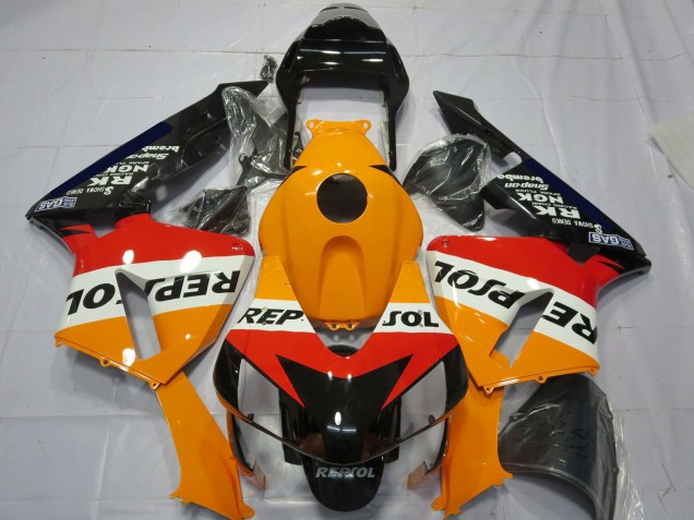 Kits Complet Carénage Moto Honda CBR600RR 2003-2004 - Orange Blanc Rouge Noir Brillant Repsol