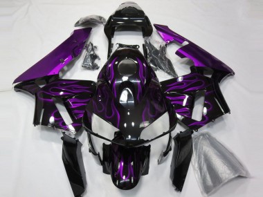 Acheter Carénages Moto Honda CBR600RR 2003-2004 - Noir Brillant Violet Flamme