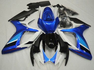 Acheter Carénage Moto Suzuki GSXR 600 / GSXR 750 2006-2007 - Blanc Bleu Noir Brillant Bande