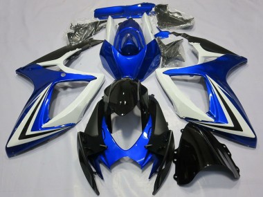 Acheter Carénages Moto Suzuki GSXR 600 / GSXR 750 2006-2007 - Blanc Bleu Noir Brillant Bande