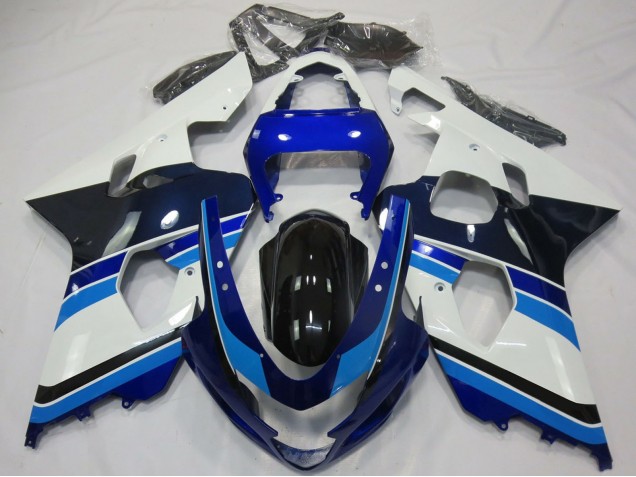 Carénages Moto Suzuki GSXR 600 / GSXR 750 2004-2005 - Blanc Bleu Noir Brillant