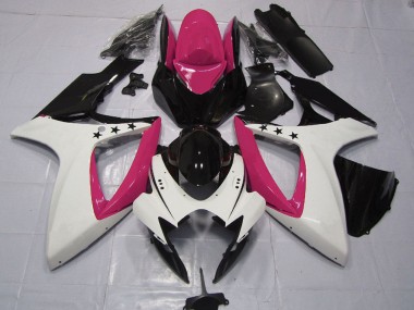 Acheter Carénages Moto Suzuki GSXR 600 / GSXR 750 2006-2007 - Rose Blanc Noir Brillant Étoile