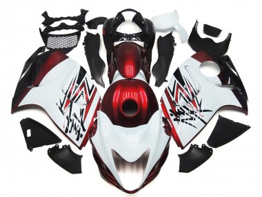 Acheter Carénages Moto Suzuki GSXR 1300 2008-2020 - Blanc Brillant Rouge Foncé