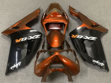 Acheter Carénages Moto Kawasaki ZX6R 2003-2004 - Orange Noir Brillant