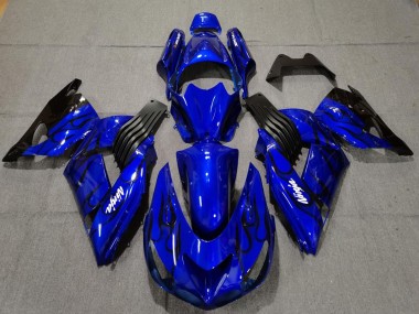 Acheter Carénages Moto Kawasaki ZX14R 2006-2011 - Bleu Noir Flamme