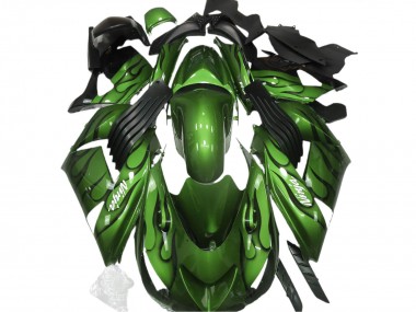 Acheter Carénages Moto Kawasaki ZX14R 2006-2011 - Vert Noir Flamme