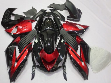 Acheter Carénages Moto Kawasaki ZX14R 2006-2011 - Rouge Noir Brillant Bande