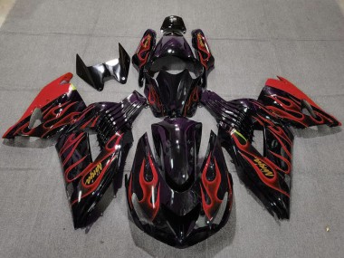Acheter Carénages Moto Kawasaki ZX14R 2006-2011 - Noir Brillant Rouge Flamme Or Ninja