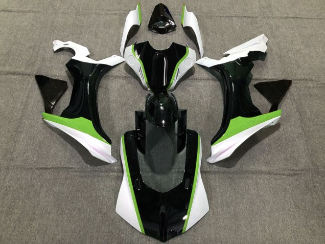 Carénages Moto Yamaha R1 2015-2019 - Blanc Vert Noir Brillant