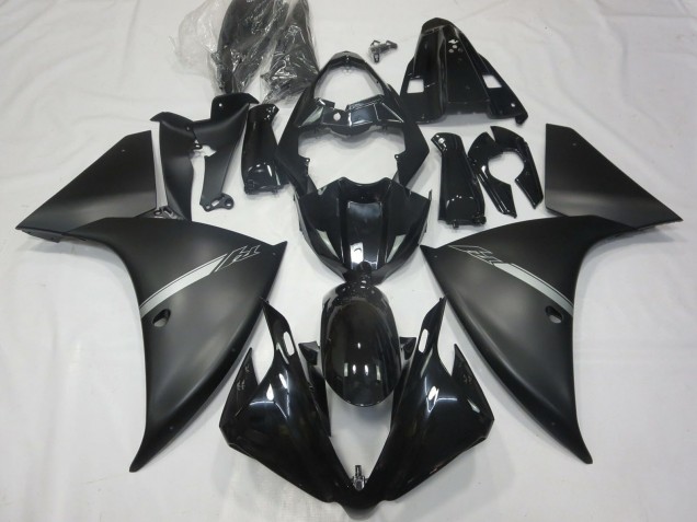 Carénages Moto Yamaha R1 2012-2014 - Noir Brillant Noir Mat Argent