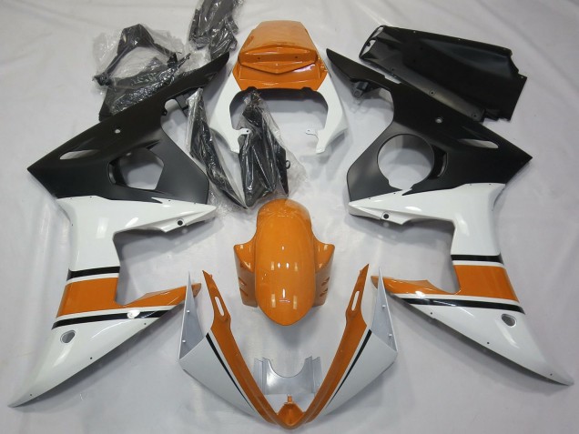 Carénages Moto Yamaha R6 2003-2004 - Blanc Orange Noir Mat