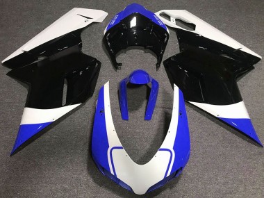 Acheter Carénage Moto Ducati 848 1098 1198 2007-2014 - Blanc Bleu Noir Brillant