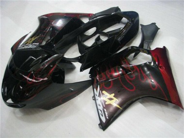 Acheter Carénages Moto ABS Honda CBR1100XX Blackbird 1996-2007 - Noir Brillant Rouge Flamme