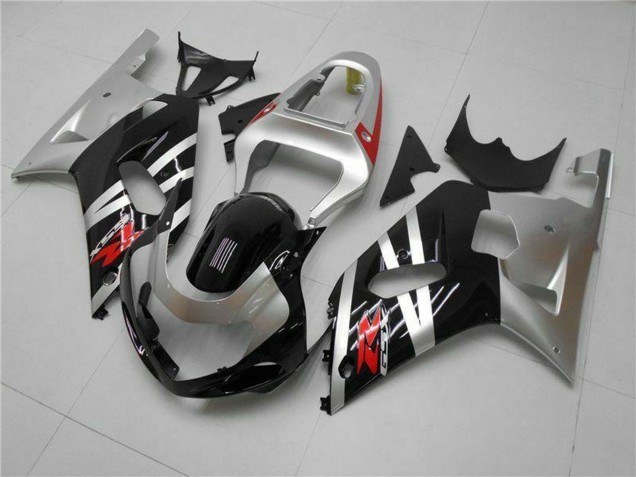 Carénages Moto Suzuki GSXR 600/750 2001-2003 - Argent Noir Brillant Rouge