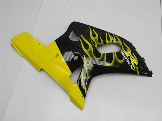 Carénages Moto Suzuki GSXR 600/750 2001-2003 - Noir Brillant Jaune Flamme