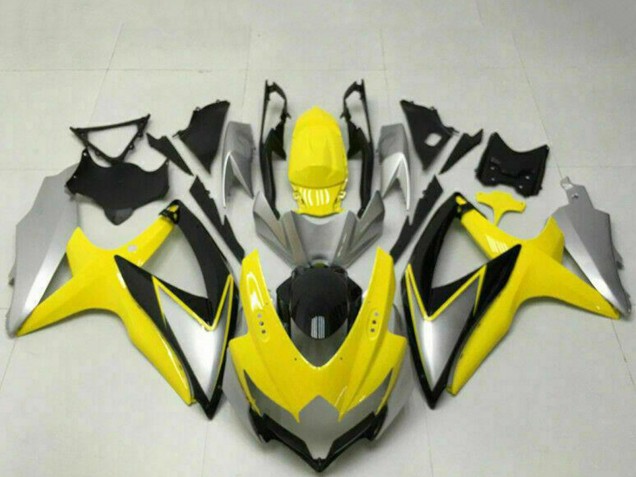 Carénages Moto Suzuki GSXR 600/750 2008-2010 - Jaune Argent Noir Brillant