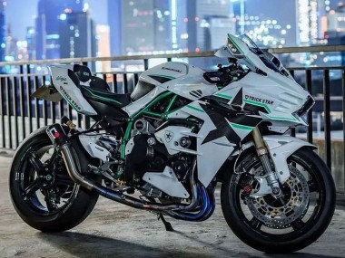 Acheter Carénages Moto Kawasaki Ninja H2 2015-2022 - Blanc Vert Doubler