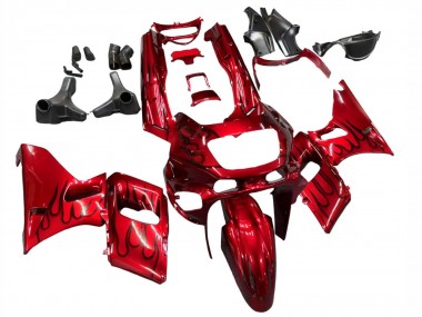 Acheter Carénages Moto Kawasaki ZZR400 1993-2007 - Rouge Noir Flamme
