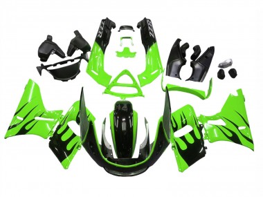 Acheter Carénages Moto Kawasaki ZZR400 1993-2007 - Vert Noir Brillant Flamme