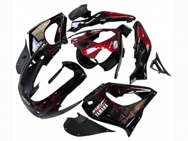 Acheter Carénages Moto Yamaha YZF 1000R Thundecourses 1997-2007 - Noir Rouge Foncé Flamme