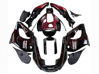 Acheter Carénages Moto Yamaha YZF 1000R Thundecourses 1997-2007 - Noir Rouge Foncé Flamme