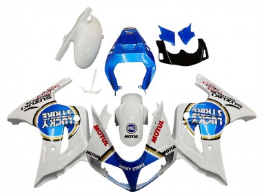 Acheter Carénages Moto Suzuki SV650 2003-2013 - Blanc Bleu Lucky Strike Motul