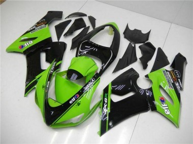 Acheter Carénages Moto Kawasaki ZX6R 2005-2006 - Vert Noir Brillant Elf