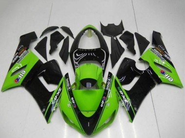 Acheter Carénages Moto Kawasaki ZX6R 2005-2006 - Vert Noir Brillant Elf