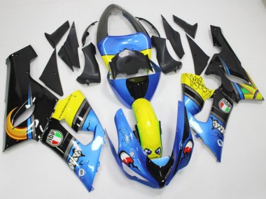 Acheter Carénages Moto Kawasaki ZX6R 2005-2006 - Bleu Jaune Noir Requin