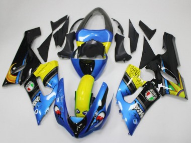 Acheter Carénages Moto Kawasaki ZX6R 2005-2006 - Bleu Jaune Noir Requin