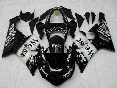 Acheter Carénages Moto Kawasaki ZX6R 2005-2006 - Noir Brillant Blanc West