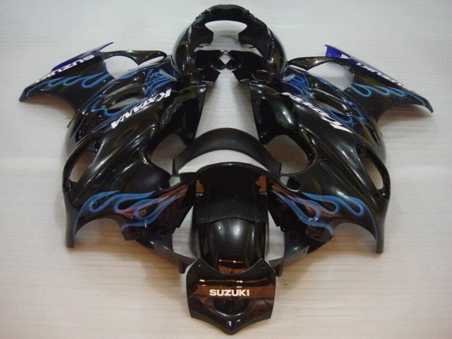 Carénages Moto Suzuki GSX600F/GSX750F 2004-2006 - Noir Brillant Bleu Flamme