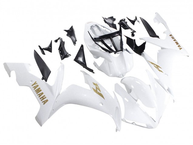 Carénages Moto Yamaha YZF 1000 R1 2004-2006 - Blanc Or Décalque