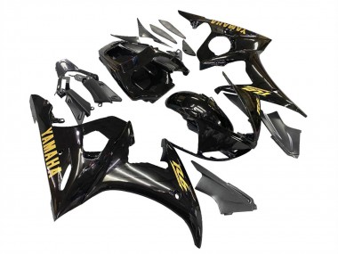 Acheter Carénages Moto Yamaha YZF R6S 2006-2009 - Noir Brillant Or Décalque