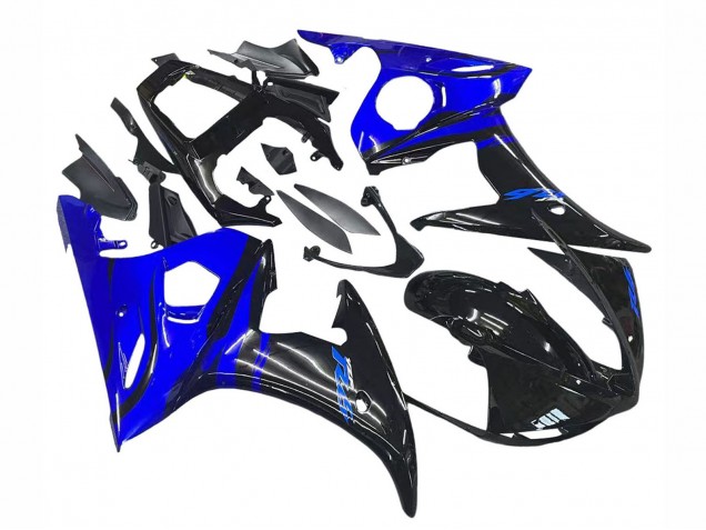 Carénage Moto Yamaha YZF R6 2003-2004 - Bleu Noir Brillant
