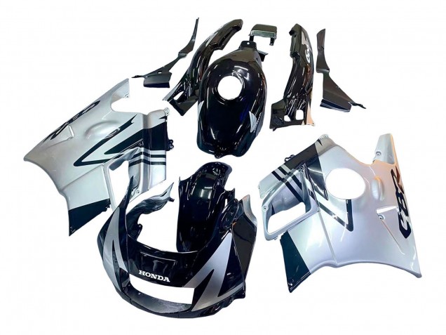 Carénages Moto Honda CBR600 F2 1991-1994 - Argent Noir Brillant