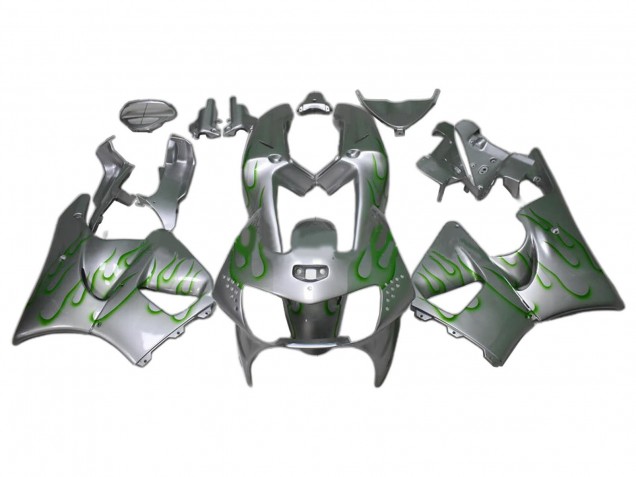 Carénages Moto Honda CBR900RR 919 1998-1999 - Argent Vert Flamme