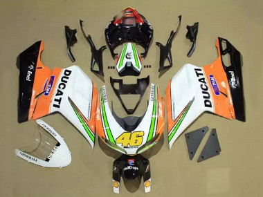 Acheter Carénages Moto Ducati 848/1098/1198 2007-2014 - Blanc Orange Vert Noir Brillant Tim 46