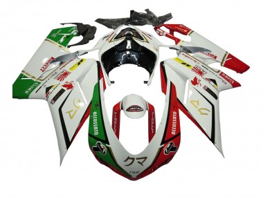 Acheter Carénages Moto Ducati 848/1098/1198 2007-2014 - Blanc Rouge Vert Accossato