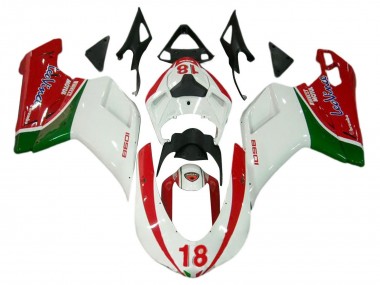Acheter Carénages Moto Ducati 848/1098/1198 2007-2014 - Blanc Rouge Vert 18